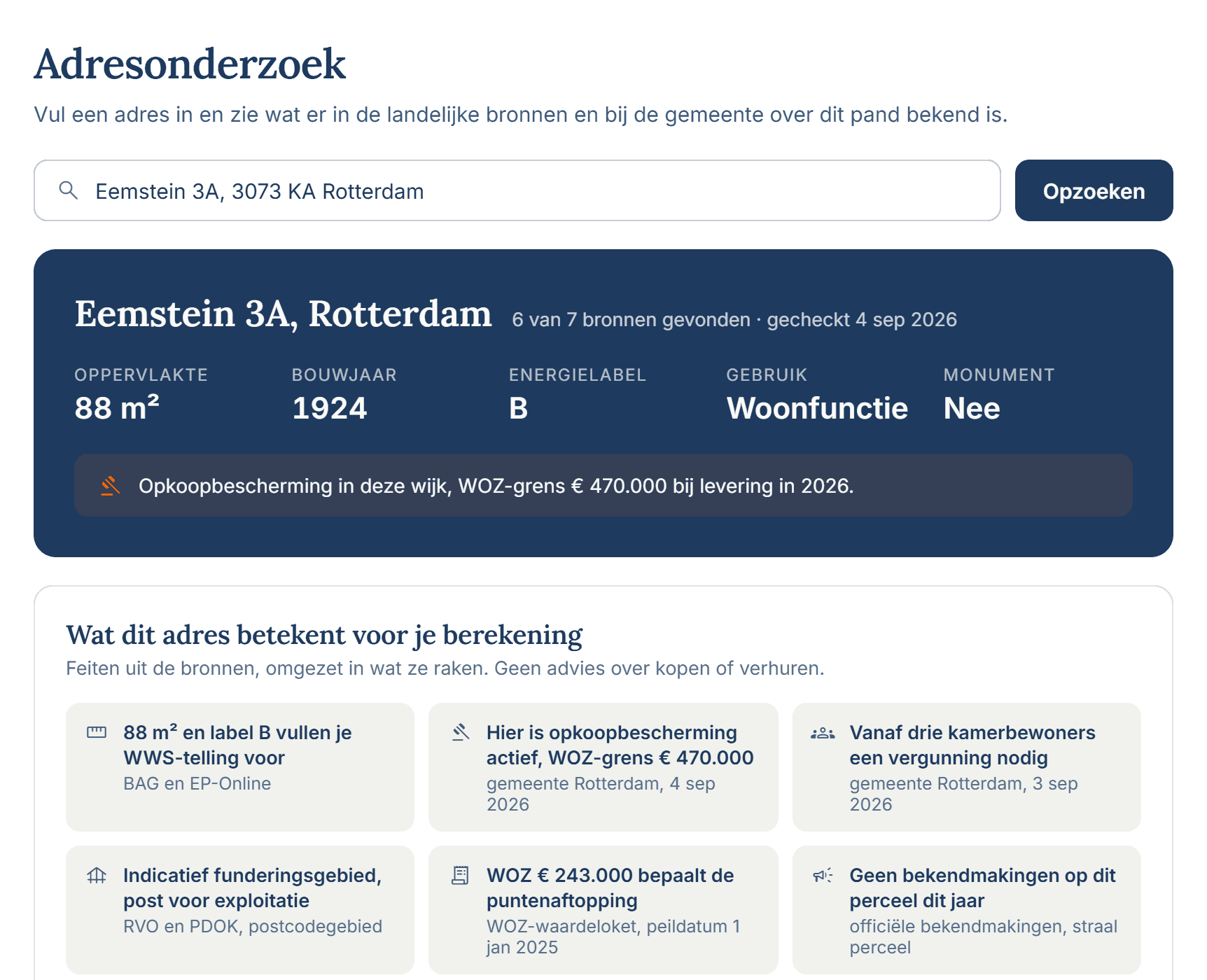 Adresonderzoek: bronnen bij één adres